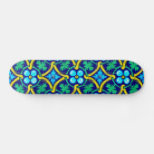 Skateboard Carrelage mexicain Design Turquoise jaune floral i (Horz)