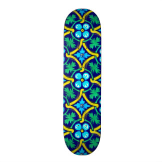 Skateboard Carrelage mexicain Design Turquoise jaune floral i