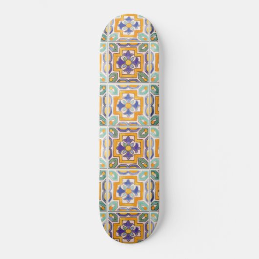 Skateboard Carrelage orange-vert-bleu (Recto)