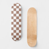 Skateboard Carrés Checker mocha brun blanc géométrique rétro (Recto)