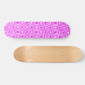 Skateboard Carrés rétro - Blanc sur Magenta (Horz)