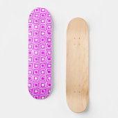 Skateboard Carrés rétro - Blanc sur Magenta (Recto)