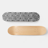 Skateboard Carrés Rétro - Blanc sur Noir (Horz)