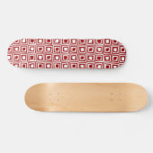Skateboard Carrés rétro - Blanc sur Ruby Red (Horz)