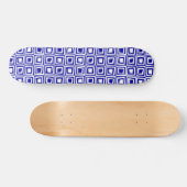 Skateboard Carrés rétro - Noir sur Bleu foncé (Horz)