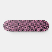 Skateboard Carrés rétros - Rose sur Noir (Horz)