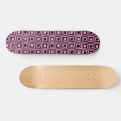 Skateboard Carrés rétros - Rose sur Noir (Horz)