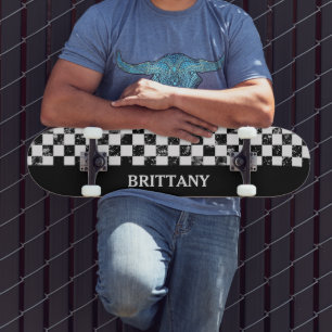 Skateboard Carte À damiers noire et blanche