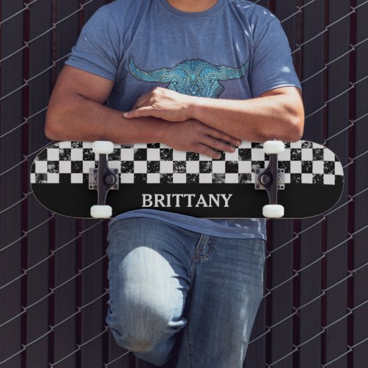 Skateboard Carte À damiers noire et blanche (Extérieur 3)