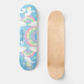 Skateboard Carte à roulettes Blue Rainbow Unicorn (Recto)