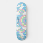 Skateboard Carte à roulettes Blue Rainbow Unicorn (Recto)