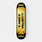 Skateboard Carte à roulettes "High Velocity" Monogramme or/no (Devant)