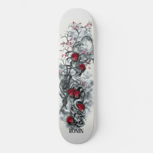 Skateboard Carte à roulettes japonais Rose Cerisier Fleur Lun