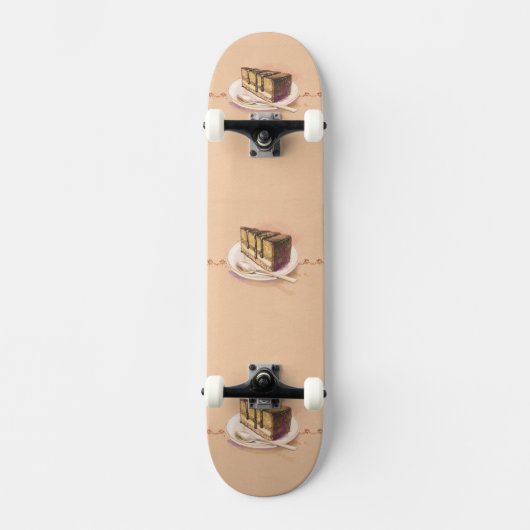 Skateboard Carte avec le gâteau peint d'aquarelle (Recto)