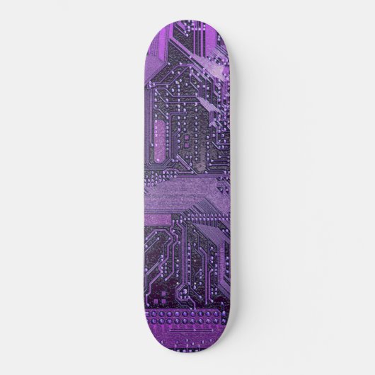 Skateboard Carte Cyber Circuit Purple Tech Art Electronique (Recto)