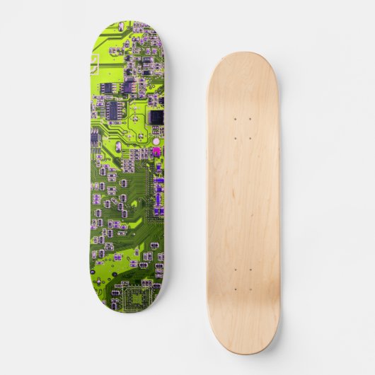 Skateboard Carte de circuit Geek d'ordinateur Neon Jaune (Recto)