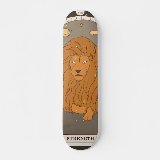 Skateboard Carte Tarot Force arcane majeure lion VIII (Devant)