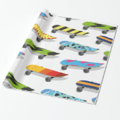 Skateboard Cartoon. Cadeaupapier (Uitgerold)