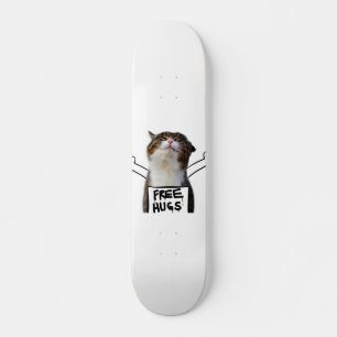Skateboard Cat holding Free Hugs Sign