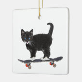 Skateboard Cat Keramisch Ornament (Links)
