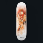 Skateboard *~* Catcher de rêve sacré de la tribu des Boho<br><div class="desc">* Western BOHO American Watercolor Abstrait Dream Catcher Journey with nice Feathers as a Shamanic symbole for a Native American Spiritual Healer or BOHEMIAM design. * * *** Les couleurs sont principalement des couleurs RUST COPPER BRONZE profondes sur BLANC. Ce design ésotérique populaire boho créatif abstrait attrapeur de rêve moderne...</div>