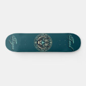 Skateboard Cercle de tigre turquoise (Horz)