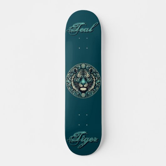 Skateboard Cercle de tigre turquoise (Devant)
