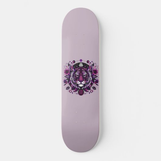 Skateboard Cercle floral de tigre pourpre (Recto)