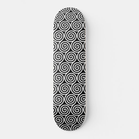 Skateboard Cercles Abstraits blancs sur noir (Recto)