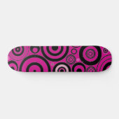 Skateboard Cercles noirs et roses (Horz)