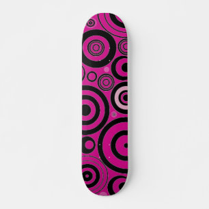 Skateboard Cercles noirs et roses