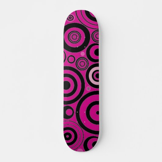 Skateboard Cercles noirs et roses (Devant)
