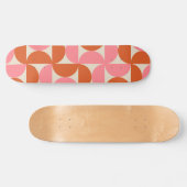 Skateboard Cercles oranges et roses géométriques de milieu de (Horz)