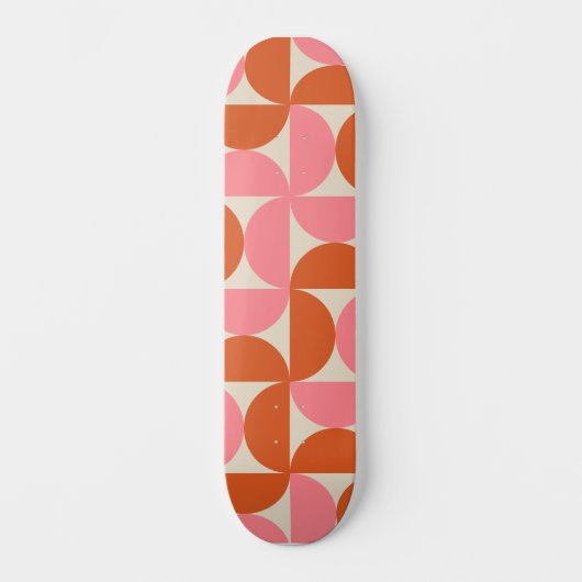 Skateboard Cercles oranges et roses géométriques de milieu de (Recto)