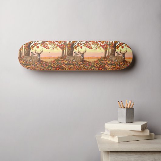 Skateboard Cerf blanc en automne Nouvelle-Angleterre Couleurs (Art mural (Horz))