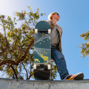 Skateboard Cerfs abstraits en spirale