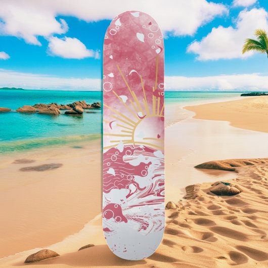 Skateboard Cerise Rouge Crimson Gold Sunset Soleil & Mer