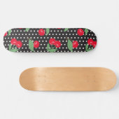 Skateboard Cerise Rouge Fruit Feuilles Vertes Points Noirs Bl (Horz)