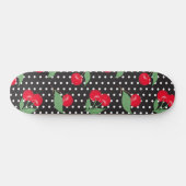 Skateboard Cerise Rouge Fruit Feuilles Vertes Points Noirs Bl (Horz)