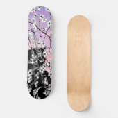 Skateboard Cerisier Fleur Chat Noir Fleur Coucher de Soleil R (Recto)