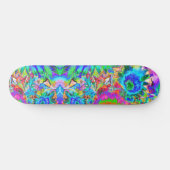 Skateboard Champ de tournesol bleu Abstrait | fleurs rétro (Horz)