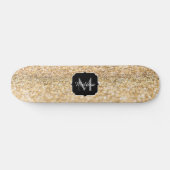 Skateboard Champagne gold faux glitter sparkles Monogram (Horz)