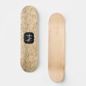 Skateboard Champagne gold faux glitter sparkles Monogram (Recto)
