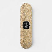 Skateboard Champagne gold faux glitter sparkles Monogram (Devant)