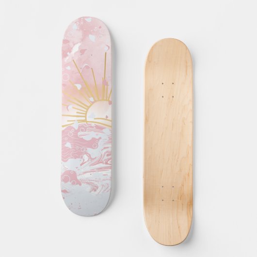 Skateboard Champagne rose pâle et roux Rose couchant soleil e (Recto)