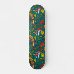 Skateboard Champignons d'automne, feuilles, noix et baies sur