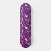Skateboard Champignons Trippy violet, rose et noir (Devant)