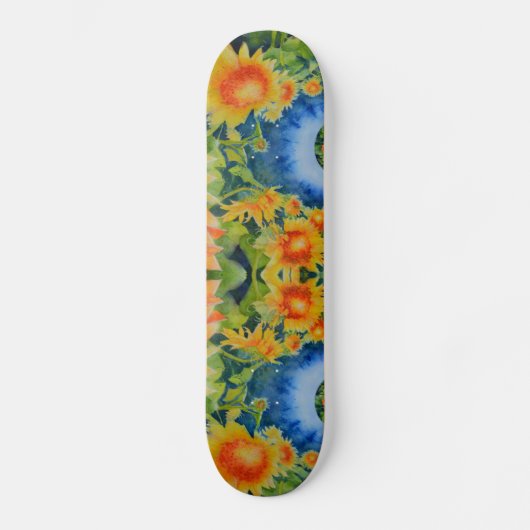 Skateboard Champs de tournesol pour toujours -bleu (Recto)