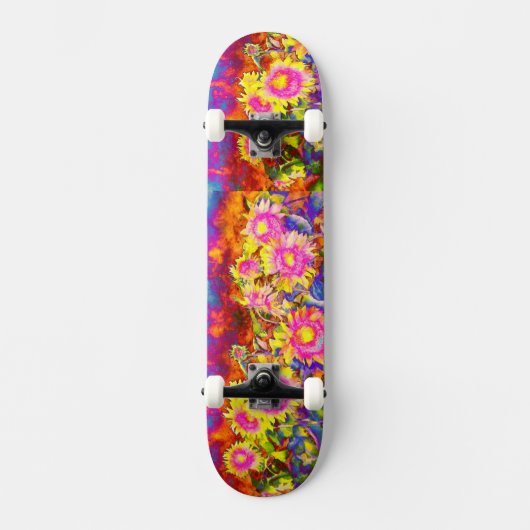 Skateboard Champs de tournesol rose (Recto)