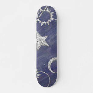 Skateboard Charming mystique Étoiles de lune d'argent Sun A